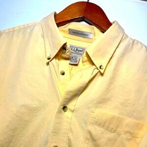 L.L. Bean Men's Yellow Wrinkle Resistant Button Front Short Sleeve Sz XL Tall
